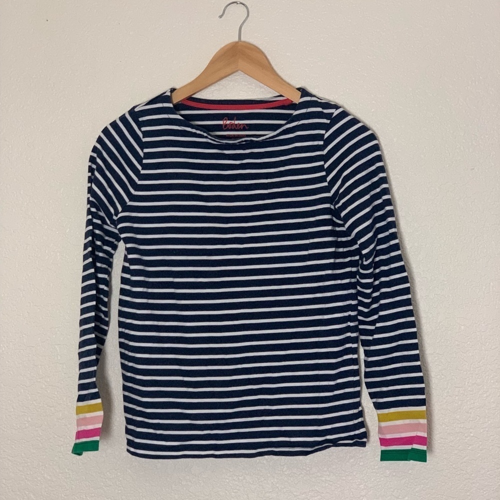 Boden | Striped 3/4 sleeves crewneck knit tee size 13/14
